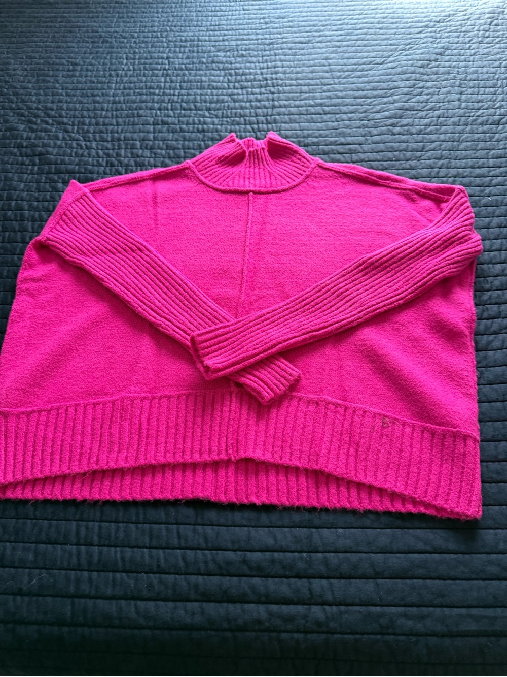 Maeve Hot Pink Mock Neck Sweater